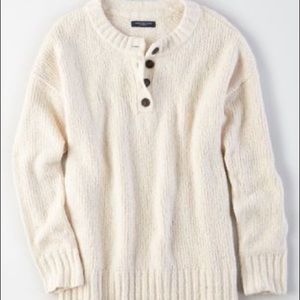 AMERICAN EAGLE- Henley Pullover Sweater- Cream- L